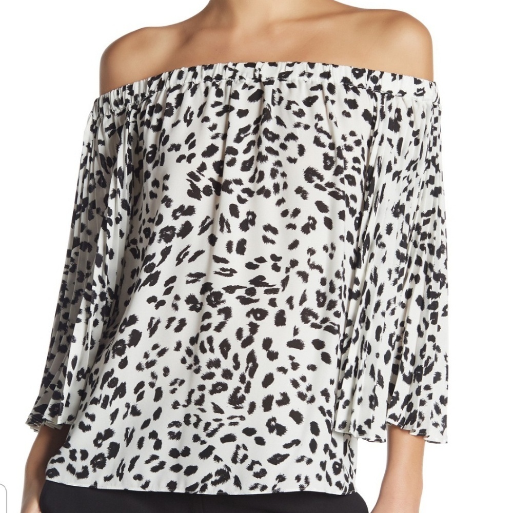 Vince Camuto Pleated Off The Shoulder Crepe Blouse